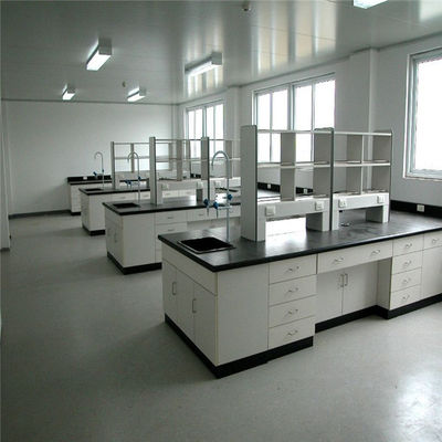 Banco voladizo de la isla del gabinete de la base del gabinete de pared con el estante el reactivo usado para el laboratorio de biología